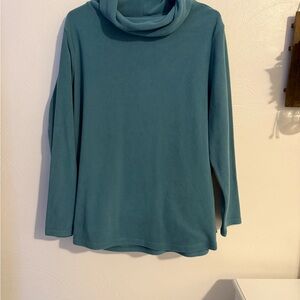Elegant Teal Cowl Neck Women's Sweater